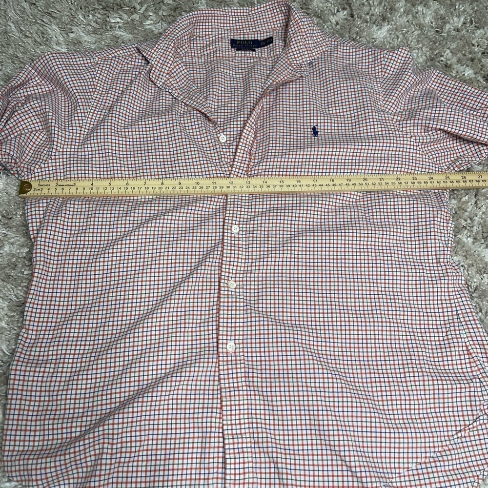 Polo Ralph Lauren XXL Long Sleeve Cotton Button-Down Orange Green Check Casual - Picture 12 of 13